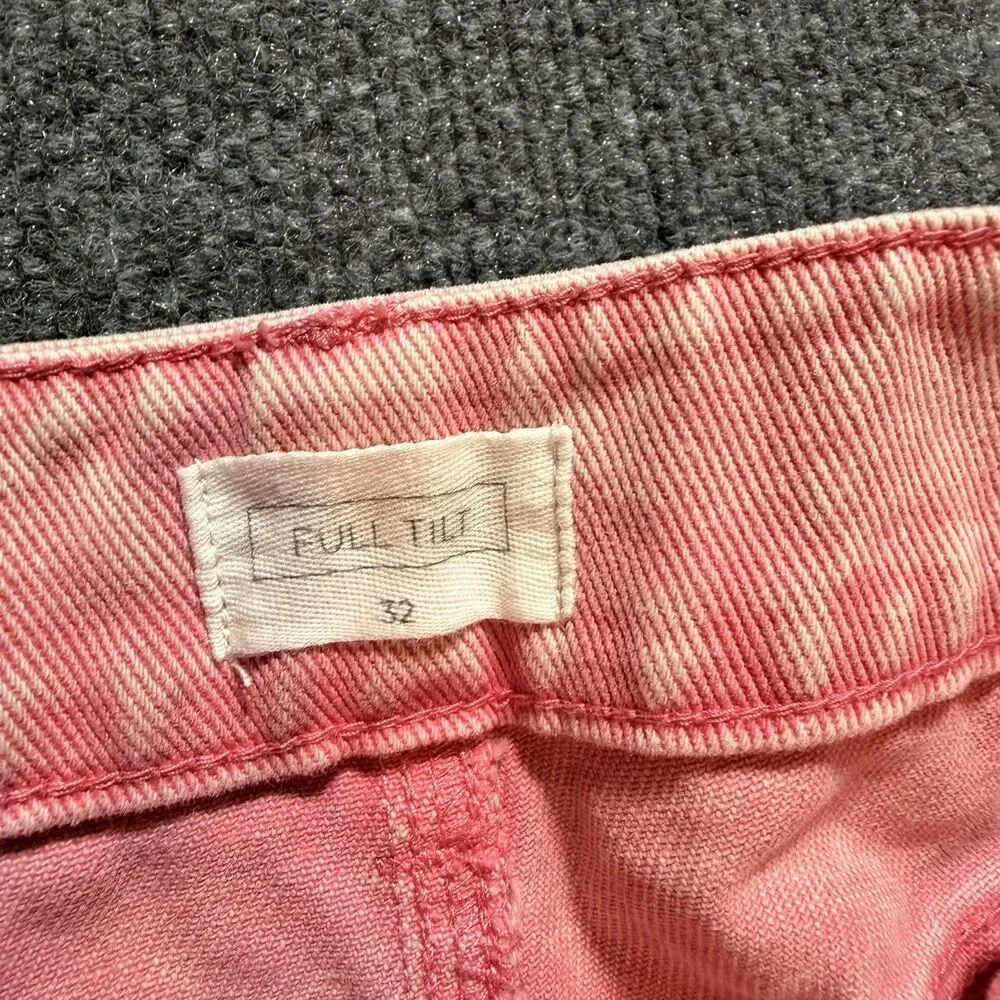 Full Tilt Jeans Women's 32 Pink Light Wash High Rise Straight Cargo Relaxed Fit